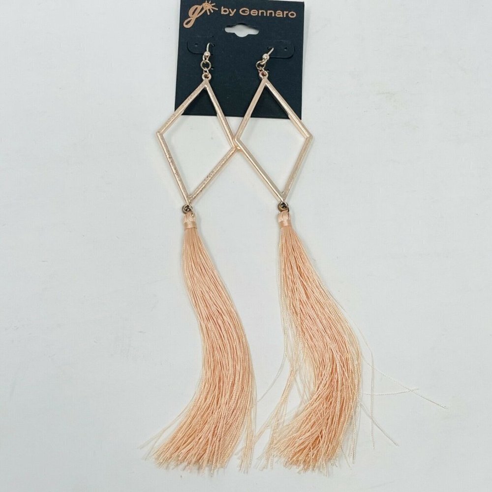 G by Gennaro Fashion Statement Earrings Fringe Mixed Metals Rose Gold Tone
